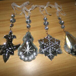 VINTAGE HEAVY MIRRORED CRYSTAL glass ORNAMENT SUN CATCHERS 4